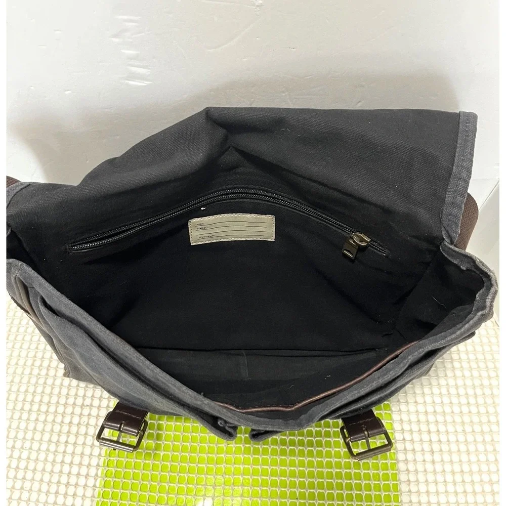 Jack Spade Canvas Messenger Bag Charcoal Gray rugged good